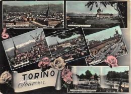 12247 "TORINO SOUVENIR - 7 VEDUTINE " CART. ORIG. SPEDITA 1955 - Mehransichten, Panoramakarten