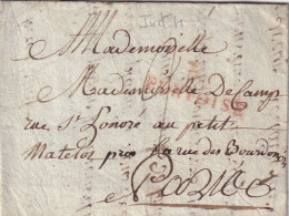 France Marque Postale - 72 / PONTOISE En Rouge - Avec Texte - 1806 - 1801-1848: Precursori XIX