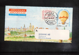 Cuba 1984 Interesting Aerogramme To Switzerland - Briefe U. Dokumente