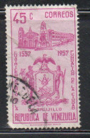 VENEZUELA 1959 COAT OF ARMS TRUJILLO HOTEL AND BOLIVAR MONUMENT 45c USED USATO OBLITERE' - Venezuela