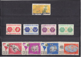 CUBA - O / FINE CANCELLED - 1962 - MALARIA, CARIBBEAN GAMES, UNIVERSITY GAMES - Gebraucht