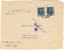 Edifil 841, 841 En Frontal Circulada El 14/08/1938 De Málaga A Zaragoza - Autres & Non Classés