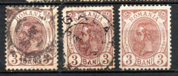 Col33 Roumanie Romania  1893  N° 101 X 3 Variétés Oblitéré Cote : >>>>€ - 1858-1880 Moldavie & Principauté