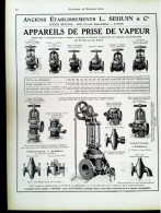 ► APPAREIL De Prise De Vapeur L. SEGUIIN Cours Gambetta LYON  - Page Catalogue Technique 1928  (Env 22 X 30 Cm) - Maschinen