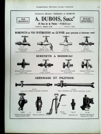 ► ROBINETS Arrosage Et Incendie A. DUBOIS Rue De La Plaine PARIS XX  - Page Catalogue Technique 1928  (Env 22 X 30 Cm) - Tools