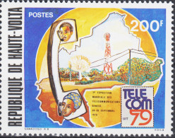 Haute-Volta 1979 Tour Radio,Télécommunication,Communications,Téléphone,Carte,MNH - Altri & Non Classificati