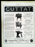 ► Machine-Outils  CUTTAT & Cie Rue Servan PARIS 11e  - Page Catalogue Technique 1928  (Env 22 X 30 Cm) - Machines