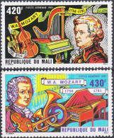 Mali 1981 Mozart,Composer,Music,Opera,Piano,Violin,Harp,Horn,Trumpet,MNH - Musique