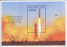 Maldives 1996 Space Exploration,Apollo 8,Rockets,Astronaut,m/s MNH - Otros & Sin Clasificación