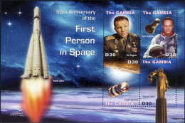 Gambia 2011 Gagarin,Carpenter,Astronauts,Space,Vostok 1,Rockets M/s MNH - Andere & Zonder Classificatie