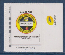 Timbre Logo 40 Ans Du Club Philatélique Ville De Pessac 23-24.11.2019 TVP LV Cadre MonTimbraMoi Neuf La Poste Sur BDF - Neufs