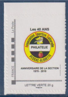 Timbre Logo 40 Ans Du Club Philatélique Ville De Pessac 23-24.11.2019 TVP LV Cadre MonTimbraMoi Neuf Avec BDF - Neufs