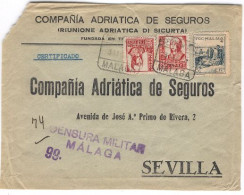 Edifil N.º 823, 823 Y Gálvez 425 En Frontal Circulado De Málaga A Sevilla - Otros & Sin Clasificación