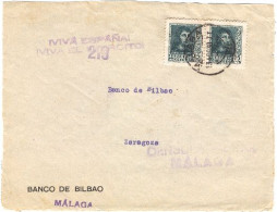 Edifil 841, 841 En Frontal Circulada El 13/08/1938 De Málaga A Zaragoza - Autres & Non Classés
