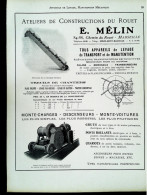 ►  MONTES-CHARGES  MONTE-SAC   Ets MELIN Chemin Du Rouet MARSEILLE - Page Catalogue Technique 1928  (Env 22 X 30 Cm) - Máquinas