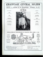 ►Usine à Gaz Installation CHAUFFAGE CENTRAL  Ets SULZER - Page Catalogue Technique 1928  (Env 22 X 30 Cm) - Machines