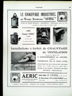 ►   CHAUFFAGE INDUSTRIEL Ets AERIC Rue Carnot LEVALLOIS-PERRET  - Page Catalogue Technique 1928  (Env 22 X 30 Cm) - Tools
