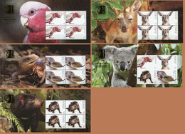 AUSTRALIA 2019 SINGAPORE SHOW SINGPEX ANIMALS BIRDS SET OF 5 GOLD FOIL MINIATURE SHEET MS MNH - Mint Stamps