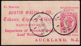 NOUVELLE ZELANDE - 1892 - Entier 1d Rouge Avec Publicité Tabac - Advertising - Werbung - Postal Stationery