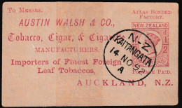 NOUVELLE ZELANDE - 1892 - Entier 1d Rouge Avec Publicité Tabac - Advertising - Werbung - Enteros Postales
