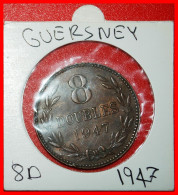 * GREAT BRITAIN (1914-1949): GUERNESEY GUERNSEY  8 DOUBLES 1947H! IN HOLDER!  ·  LOW START · NO RESERVE! - Guernesey