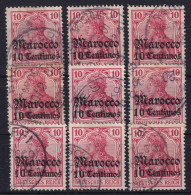 GERMAN OFFICES IN MAROCCO 1905 - Canceled - Mi 36 - 9 Stamps - Morocco (offices)