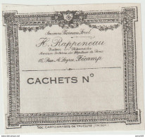 FECAMP ETIQUETTE MEDICAMENT - CACHETS N° - PHARMACIE RAPPENEAU (LOT A31) - Medical & Dental Equipment