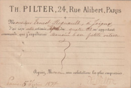 1877 - CP PRECURSEUR ENTIER SAGE Avec REPIQUAGE PRIVE ! (PILTER) De PARIS => JOIGNY (YONNE) - Voorloper Kaarten