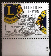 Saint Pierre Et Miquelon 2013 N° 1088 ** Club Lions Doyen, Logo, Lion, Lions Club, Melvin Jones, Humanitaire, Financier - Ungebraucht