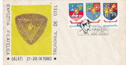 RESITA- HUNEDOARA- GALATI STEEL FACTORIES TRIANGLE, SPECIAL COVER, 1980, ROMANIA - Brieven En Documenten