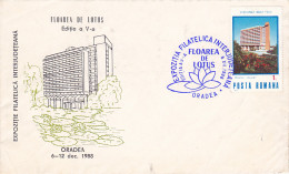 ORADEA LOTUS HOTEL, PHILATELIC EXHIBITION, SPECIAL COVER, 1988, ROMANIA - Cartas & Documentos