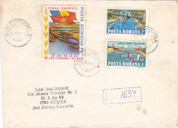 COMMUNIST PROPAGANDA, DANUBE- BLACK SEA CANAL STAMPS ON REGISTERED COVER, 1988, ROMANIA - Lettres & Documents