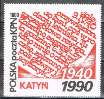 Sello Viñeta Label POLSKA, Polonia Solidaridad Masacre De KATYN 1940, Por Ejercito Ruso * - Plaatfouten & Curiosa