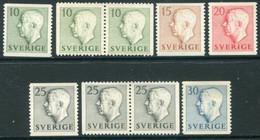 SWEDEN 1951 Definitive: King Gustav VI Adolf MNH / **.  Michel 356-60 (9) - Usados