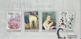 Togo 4721-4724 Sheetlet (complete. Issue) Unmounted Mint / Never Hinged 2013 Cats In The Painting - Togo (1960-...)