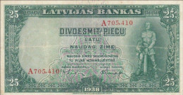 *LATVIA 25 Rubles 1938 H Sokhran SALE LATVIA 25 Rubles 1938 SERIES A 705.410 GOOD - Latvia