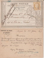 1874/1877 - 2 CP PRECURSEURS ENTIER CERES+SAGE Avec REPIQUAGE PRIVE ! (MINES D'ANZIN) - Tarjetas Precursoras