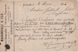 1875 - CP PRECURSEUR ENTIER CERES Avec REPIQUAGE PRIVE ! (IMPRIMERIE LITHOGRAPHIE MAISONVILLE & FILS) à GRENOBLE (ISERE) - Tarjetas Precursoras