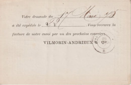 1875 - CP PRECURSEUR ENTIER CERES Avec REPIQUAGE PRIVE ! (VILMORIN-ANDRIEUX) De PARIS => CHARTRES - Cartes Précurseurs