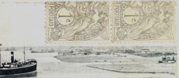 Deux Timbres "Port Saïd" 1 C Non Oblitérés Sur Carte Postale Ancienne - Oblitérés