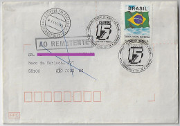 Brazil 1993 Cover Florianópolis São José Returned To Sender Commemorative Cancel 15 Years Of Social Security Foundation - Covers & Documents