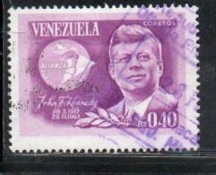 VENEZUELA 1965 JOHN F. KENNEDY AND ALLIANCE FOR PROGRESS EMBLEM 1963 40c USED USATO OBLITERE - Venezuela