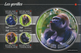 Togo 6739-6742 Sheetlet (complete. Issue) Unmounted Mint / Never Hinged 2015 Gorillas - Togo (1960-...)