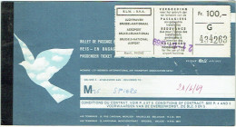 Ticket/Billet Avion. SABENA. Brussels/Genève/Brussels. 1969. Taxe Aéroport. - Europe