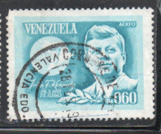 VENEZUELA 1965 AIR POST MAIL AIRMAIL JOHN F. KENNEDY AND ALLIANCE FOR PROGRESS EMBLEM 1963 60c USED USATO OBLITERE' - Venezuela