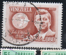 VENEZUELA 1965 AIR POST MAIL AIRMAIL JOHN F. KENNEDY AND ALLIANCE FOR PROGRESS EMBLEM 1963 80c USED USATO OBLITERE' - Venezuela