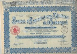 SOCIETE D'EXPLOITATIONS MINIERES DE L'OUBANGUI -LOT DE 10 ACTIONS  DE CENT FRS CATEGORIE B -ANNEE 1928 - Mines