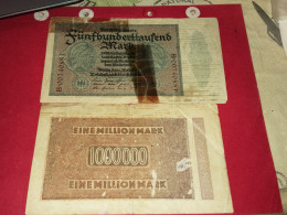 2 BILLETS Allemagne 1000000 ET 500000 Mark 1923 Voir Photos - 2 Miljoen Mark