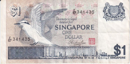 BILLETE DE SINGAPORE DE 1 DOLLAR DEL AÑO 1976 (BANKNOTE) PAJARO-BIRD - Singapur