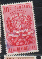 VENEZUELA 1951 COAT OF ARMS TACHIRA AND AGRICULTURAL PRODUCTS 10c USED USATO OBLITERE - Venezuela